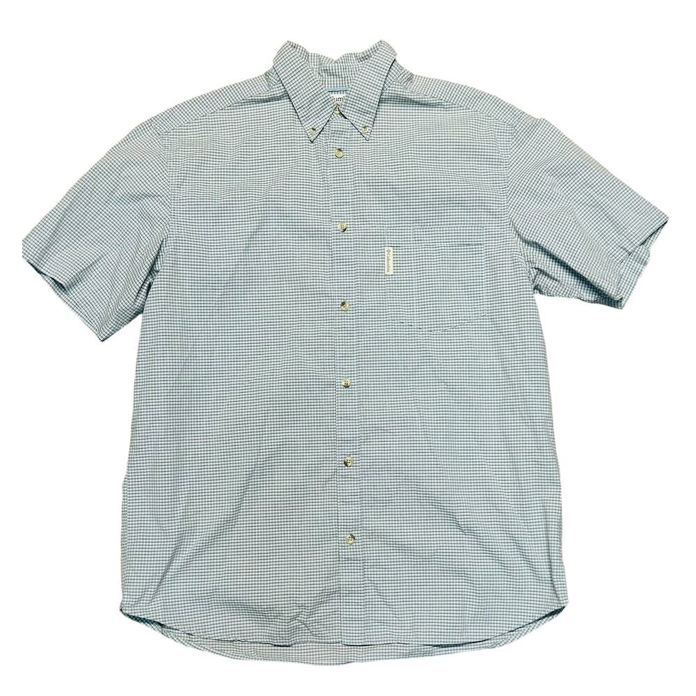 Columbia Men’s Large‎ Button Down Dress Shirt, Short Sleeve, Check Pattern